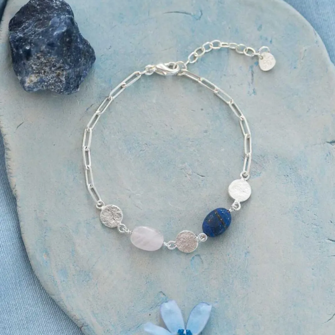 AESTHETIC LAPIS LAZULI ROSE QUARTZ BRACELET
