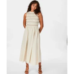 ATIKA DECO SMOCK DRESS | IVORY