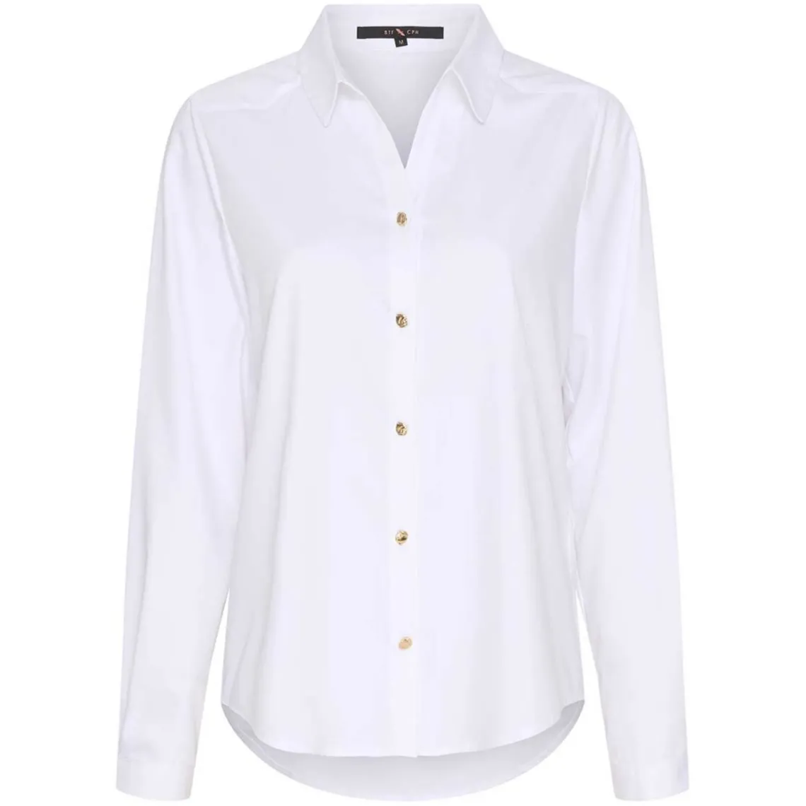 BAMBOO SHIRT W/GOLD BUTTONS | WHITE W/GOLD ACC.