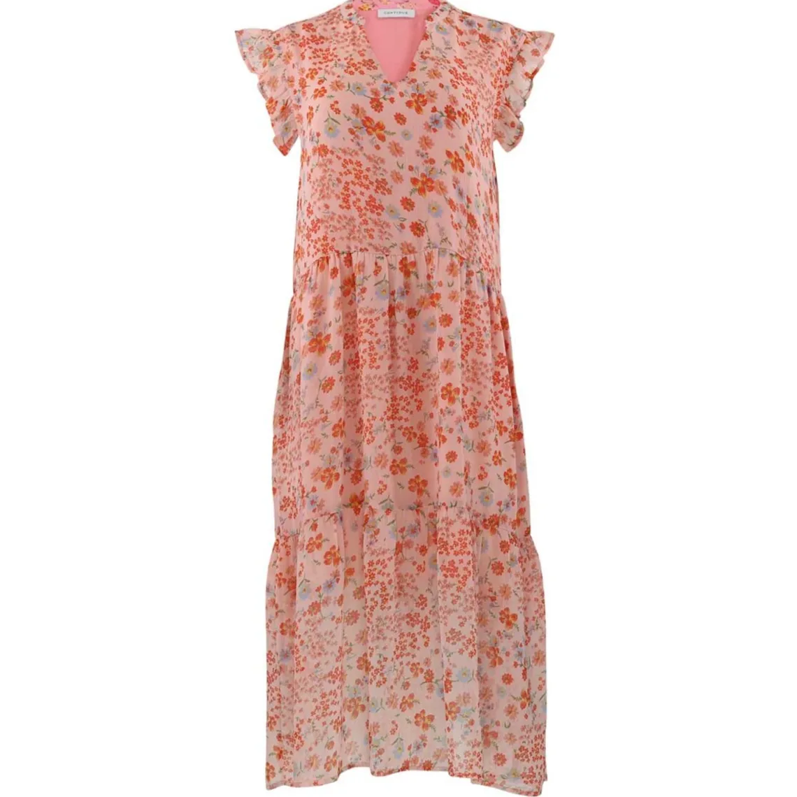 BEA LONG FLOWERPRINT DRESS | PINK FLOWER