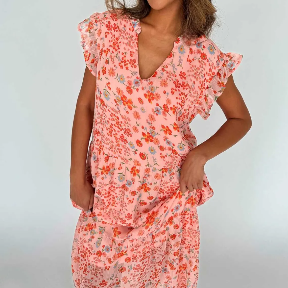 BEA LONG FLOWERPRINT DRESS | PINK FLOWER