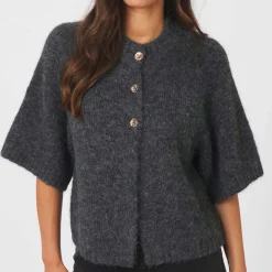 BENUTA FLUFFY KNIT CARDIGAN | ANTRACITE MELANGE