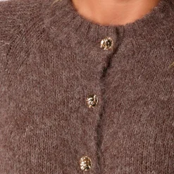 BENUTA FLUFFY KNIT CARDIGAN | LIGHT BROWN