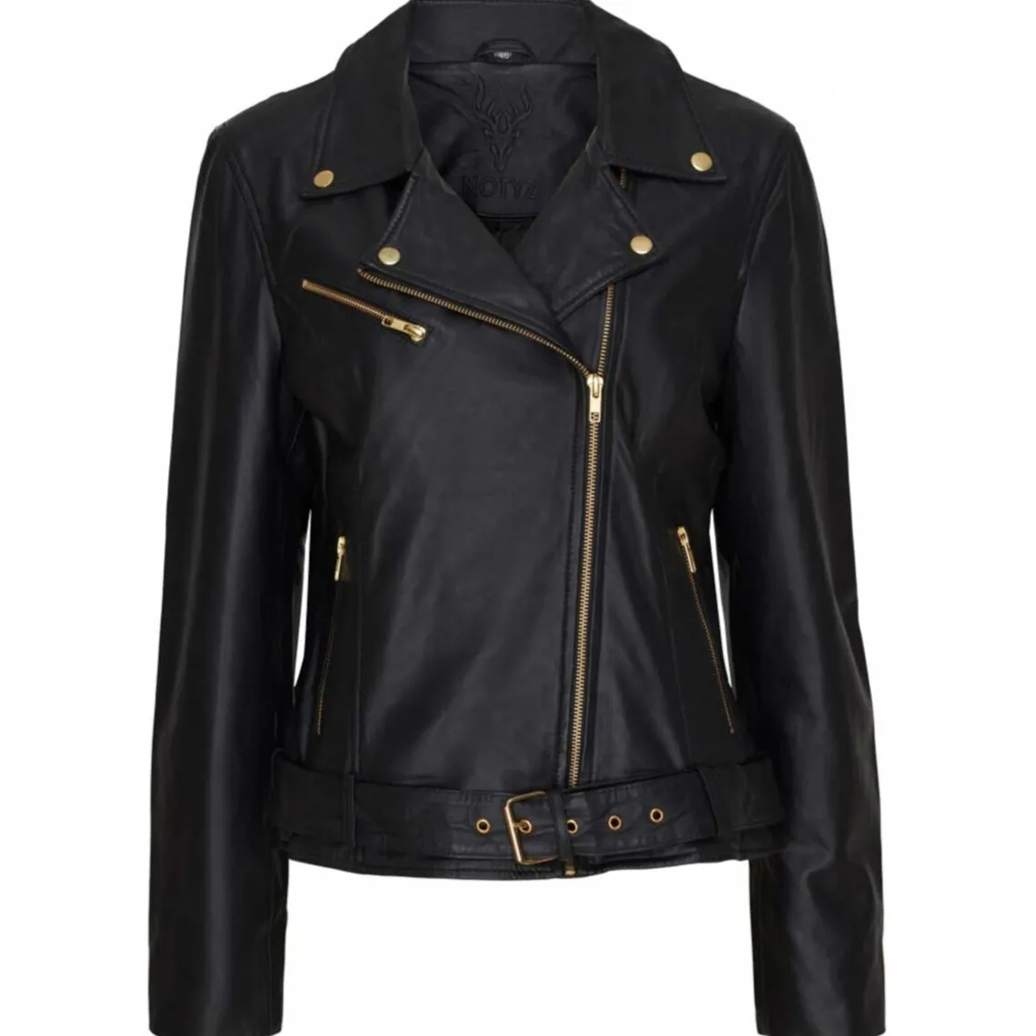 BIKER JACKET | SORT M/GULD