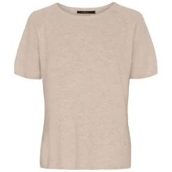 BLUSE M/KORTE ÆRMER I MERINOULD/CASHMERE | OAT BEIGE MELANGE