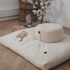 CALM ORGANIC COTTON ROUND MEDITATION CUSHION | NATURAL