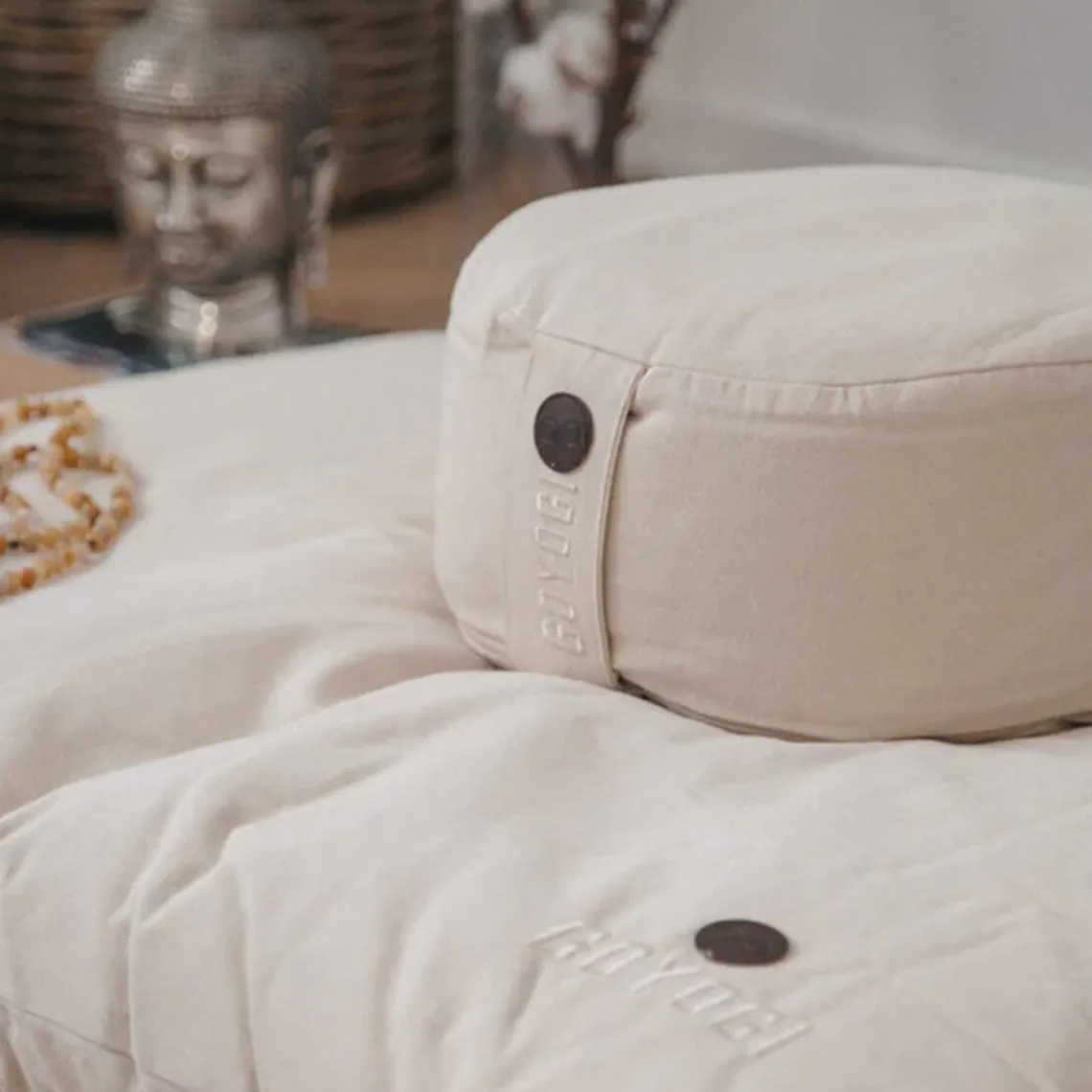 CALM ORGANIC COTTON ROUND MEDITATION CUSHION | NATURAL