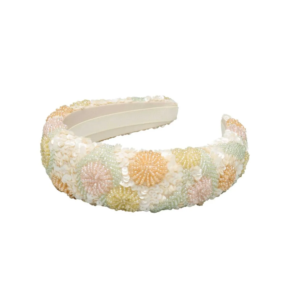 CARNA WIDE BEADED HAIRBRACE | BIRCH WHITE
