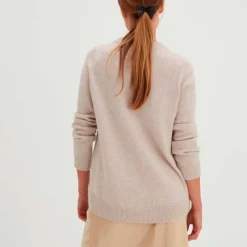 CASHMERESWEATER M/RUND HALS | LYS BEIGE