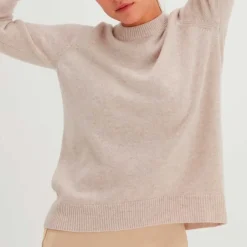 CASHMERESWEATER M/RUND HALS | LYS BEIGE