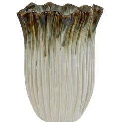 CERAMIC LINED VASE | WHITE/GREEN/BROWN