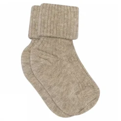 COTTON RIB BABYSTRØMPER | LIGHT BROWN MELANGE