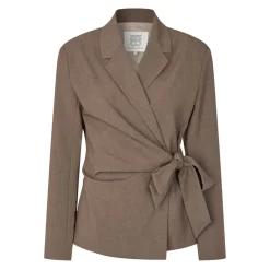 DAKOTA WRAP BLAZER | MID BROWN MELANGE