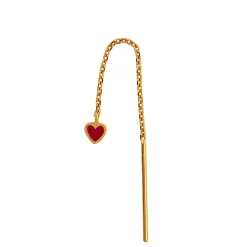 DANGLING LOVE HEART ØRERING 1 STK. | FORGYLDT/BURGUNDY