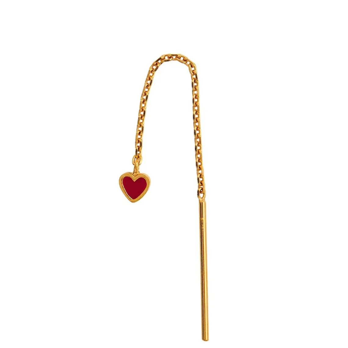 DANGLING LOVE HEART ØRERING 1 STK. | FORGYLDT/BURGUNDY
