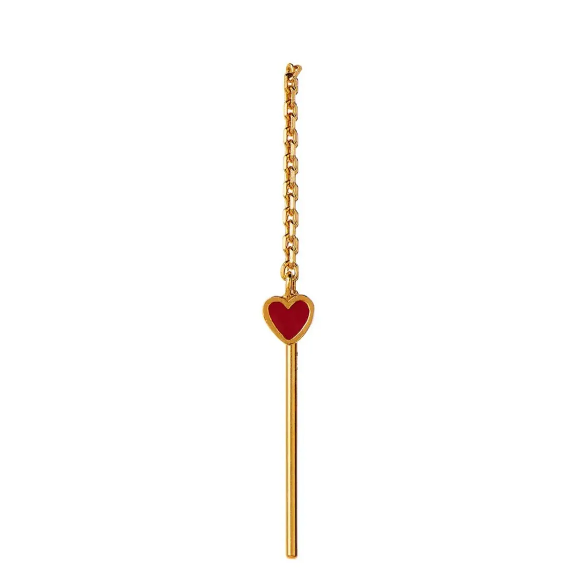 DANGLING LOVE HEART ØRERING 1 STK. | FORGYLDT/BURGUNDY