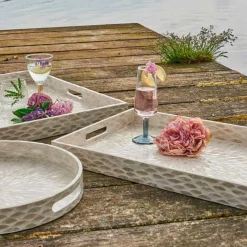 DEKO BAKKE I MDF 50X35X5 CM - BEIGE/HVID