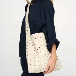 DOTTED CROSS BODY BAG | ECRU/BLACK DOTS