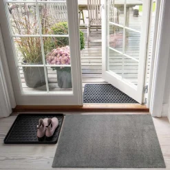 DØRMÅTTE ENSFARVET 60X90 CM | STÅL GRÅ