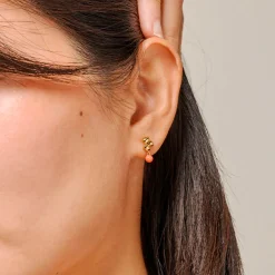 EARRING NARA BALL FORGYLDT | LIGHT CORAL