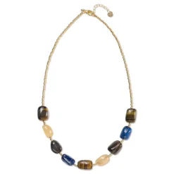 EXCESSIVE HALSKÆDE TIGER EYE LAPIS LAZULI SMOKEY QUARTZ CITRINE NECKLACE