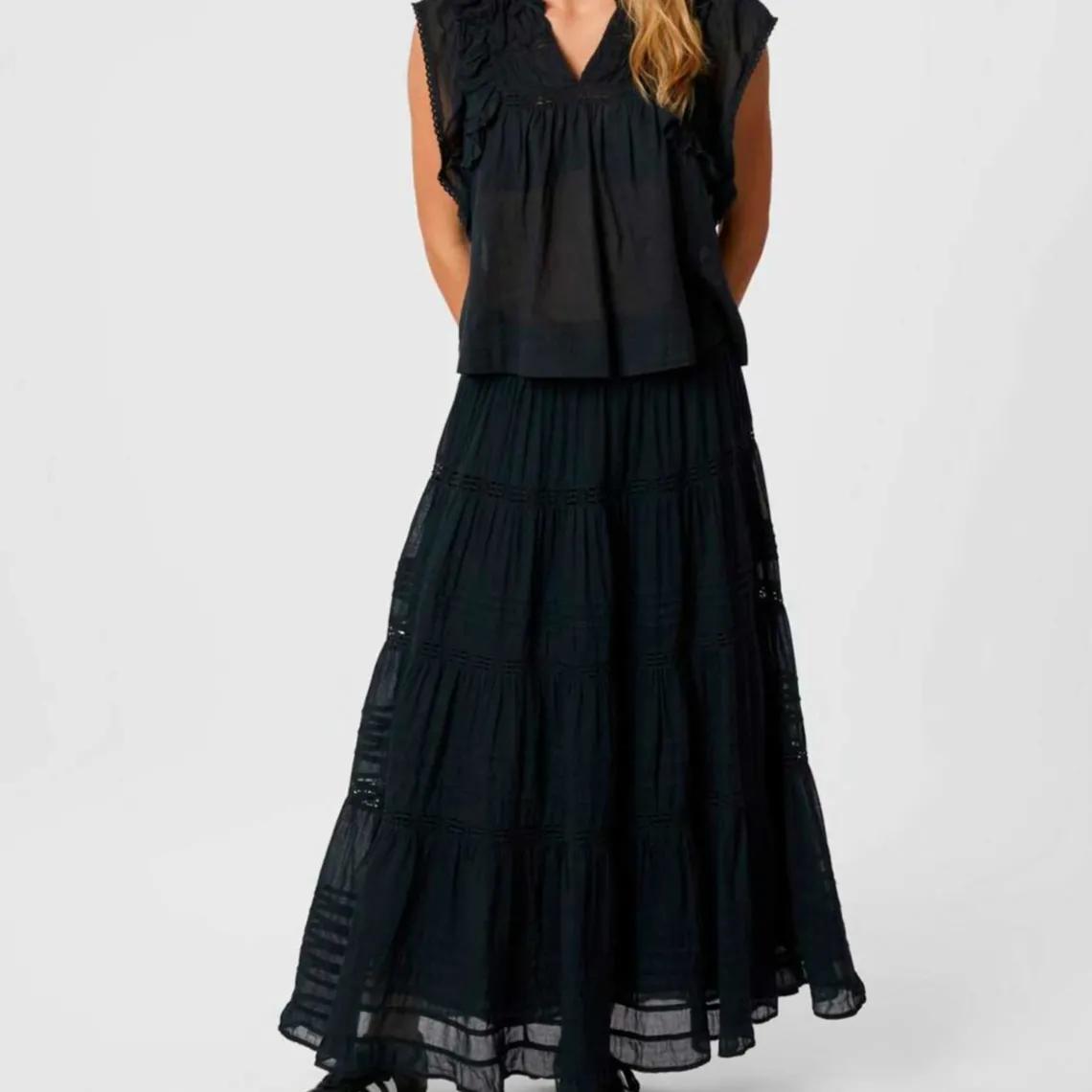 FELICIA VOILE NEDERDEL | BLACK