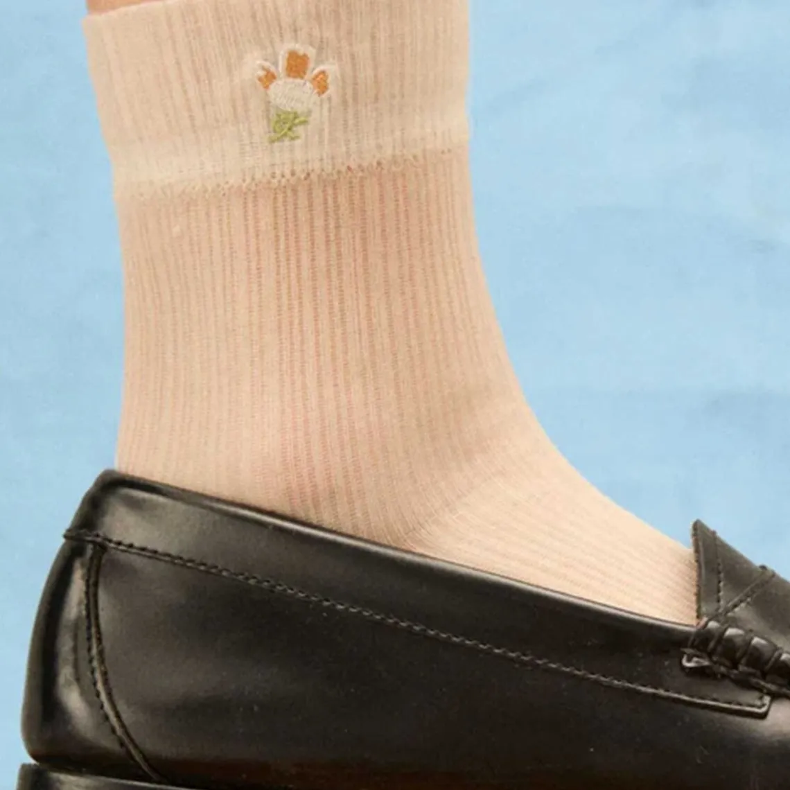 FLORAL SHEER SOCK | BIRCH WHITE