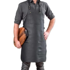 FORKLÆDE I LÆDER 60X85CM | SORT