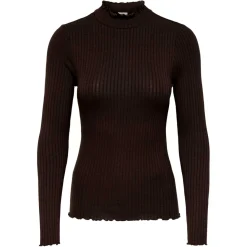 FRANSISKA L/S HI-NECK TOP | BLACK COFFEE