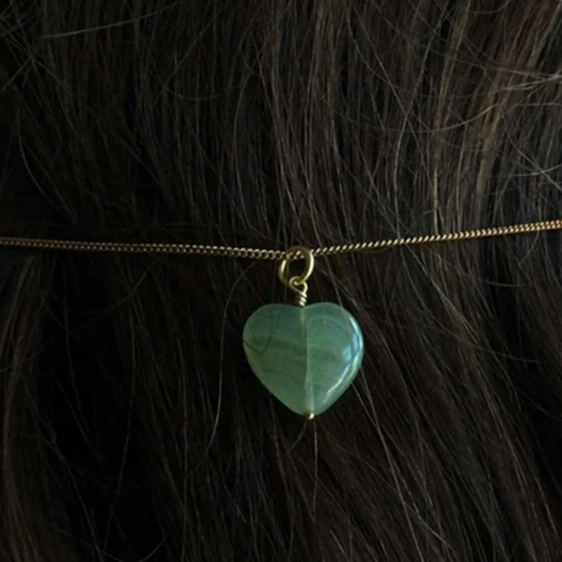 FRENCH GRANDE HEART PENDANT | FG/JADE GREEN