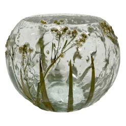 FYRFADSSTAGE I GLAS D10XH10 CM - KLAR M/GRØN