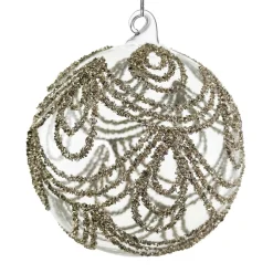 GLASKUGLE KLAR 8 CM | SLIVER GLITTER