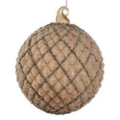 GLASKUGLE M/SØLVGLITTER 10CM | TRANSPARANT LT BROWN