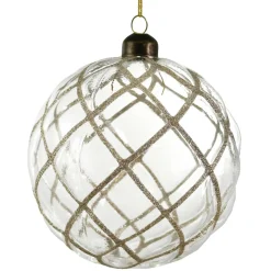 GLASKUGLE M/VELOUR 12CM | SØLVGLITTER