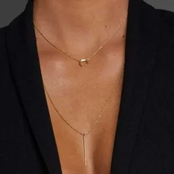 GRACE HALSKÆDE HORN M/ZIRKONER | FORGYLDT