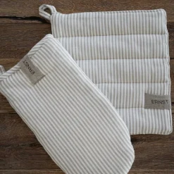 GRILLHANDSKE STRIBET | BEIGE/HVID