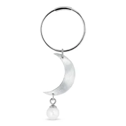 HALF MOON CREOLE W/PEARL - 1 STK. | SØLV