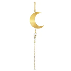 HALF MOON EARRING W/PEARL CHAIN | FORGYLDT
