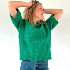 IDA KNIT SHORT SLEEVE FLUFFY | GREEN