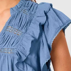 JAYLA VOILE TOP | SMOKE BLUE