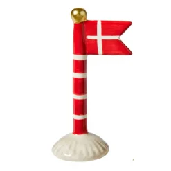 KERAMIK FLAG 14 CM | RØD M/STRIB