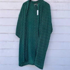 KIMONO I SILKE - KORT | PETROL GRØN