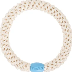 KKNEKKI HÅRELASTIK | IVORY BLUE BEAD