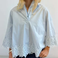 KLARA EMBROIDERY BLOUSE | LIGHT BLUE