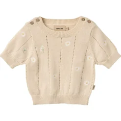 KNIT TOP S/S MALVINA | SANDSHELL WHITE FLOWER