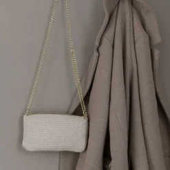 KNITTED CLUTCH CROSSBODY CHAIN | BEIGE MELANGE