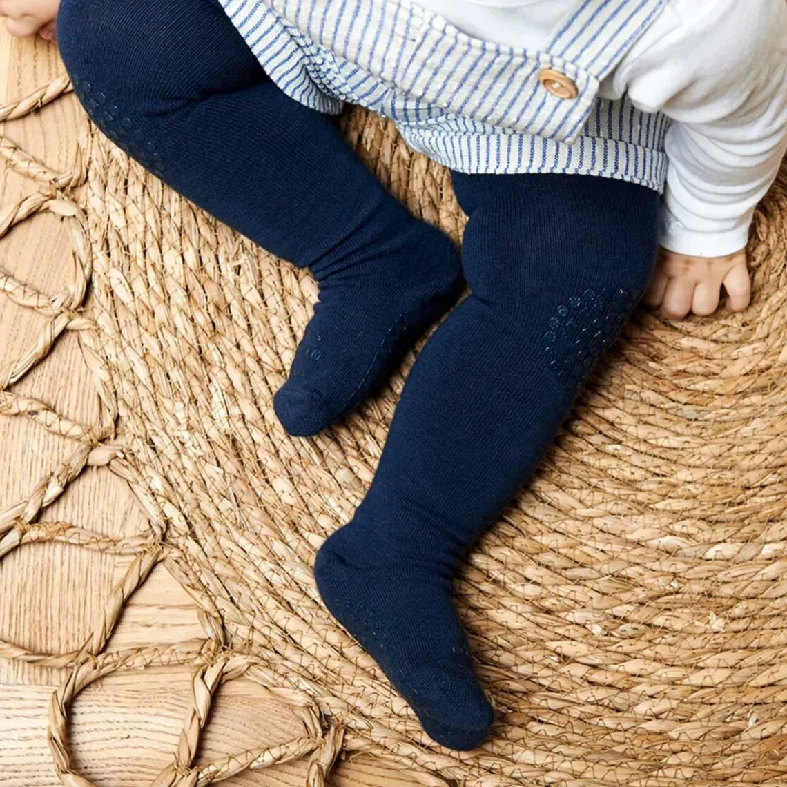 KRAVLE STRØMPEBUKSER I ØKOLOGISK BOMULD | NAVY BLUE