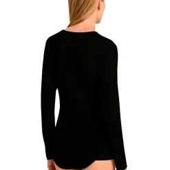 LANGÆRMET T-SHIRT M/V HALS | SORT