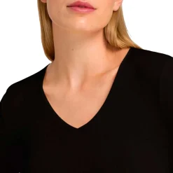 LANGÆRMET T-SHIRT M/V HALS | SORT