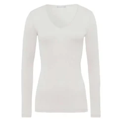 LANGÆRMET T-SHIRT M/V HALS I ULD/SILKE | CYGNE